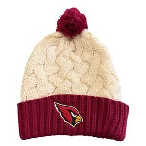NFL Team Apparel Cardinals Unisex Beanie Adult OS Red White Logo Cable Knit Hat
